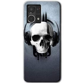 Oppo Reno 7 4G Müzik Kurukafa Baskılı Uyumlu Silikon Kılıf