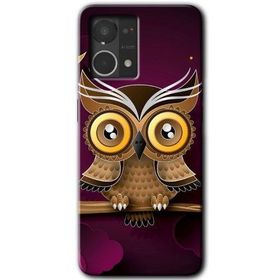 Oppo Reno 7 4G Owl Bird Branch Baskılı Uyumlu Silikon Kılıf