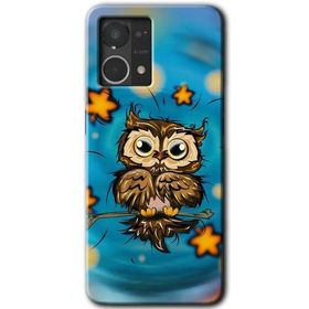 Oppo Reno 7 4G Owl Bird Stars Baskılı Uyumlu Silikon Kılıf