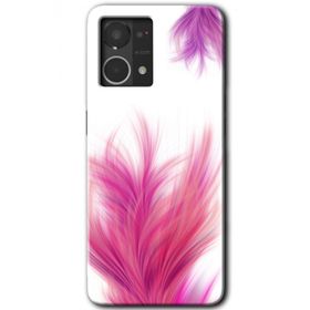 Oppo Reno 7 4G Pembe Tüy Baskılı Uyumlu Silikon Kılıf