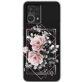 Oppo Reno 7 4G Retro Çiçek 1 Baskılı Uyumlu Silikon Kılıf