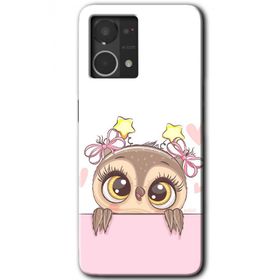 Oppo Reno 7 4G Sevimli Baykuş Baskılı Uyumlu Silikon Kılıf