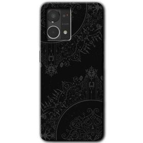 Oppo Reno 7 4G Siyah Mandala Baskılı Uyumlu Silikon Kılıf