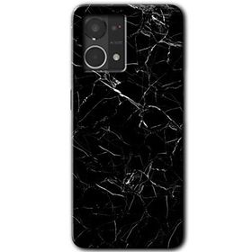 Oppo Reno 7 4G Siyah Mermer Baskılı Uyumlu Silikon Kılıf