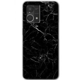 Oppo Reno 7 4G Siyah Mermer Baskılı Uyumlu Silikon Kılıf