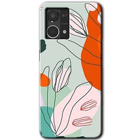 Oppo Reno 7 4G Vektör Çiçekler Baskılı Uyumlu Silikon Kılıf