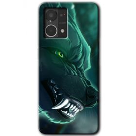 Oppo Reno 7 4G Yeşil Kurt Baskılı Uyumlu Silikon Kılıf