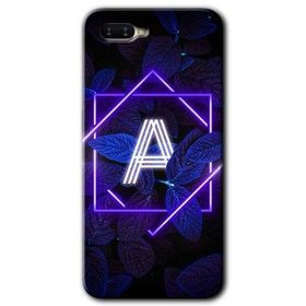 Oppo RX 17 Neo Dark Neon Yaprak A Harfi Baskılı Uyumlu Silikon Kılıf