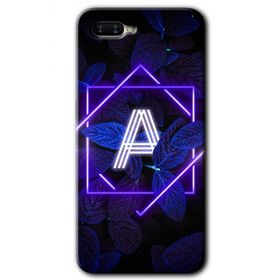 Oppo RX 17 Neo Dark Neon Yaprak A Harfi Baskılı Uyumlu Silikon Kılıf