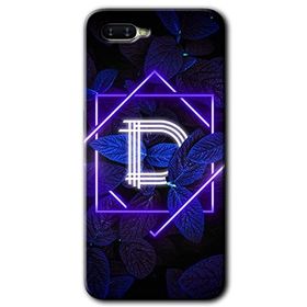 Oppo RX 17 Neo Dark Neon Yaprak D Harfi Baskılı Uyumlu Silikon Kılıf