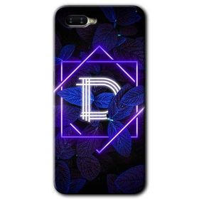 Oppo RX 17 Neo Dark Neon Yaprak D Harfi Baskılı Uyumlu Silikon Kılıf
