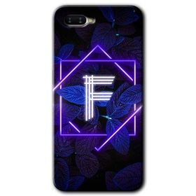 Oppo RX 17 Neo Dark Neon Yaprak F Harfi Baskılı Uyumlu Silikon Kılıf