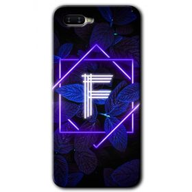 Oppo RX 17 Neo Dark Neon Yaprak F Harfi Baskılı Uyumlu Silikon Kılıf