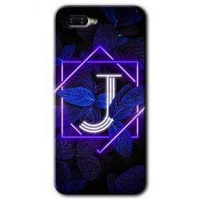 Oppo RX 17 Neo Dark Neon Yaprak J Harfi Baskılı Uyumlu Silikon Kılıf