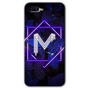 Oppo RX 17 Neo Dark Neon Yaprak M Harfi Baskılı Uyumlu Silikon Kılıf