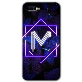 Oppo RX 17 Neo Dark Neon Yaprak M Harfi Baskılı Uyumlu Silikon Kılıf
