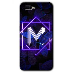 Oppo RX 17 Neo Dark Neon Yaprak M Harfi Baskılı Uyumlu Silikon Kılıf