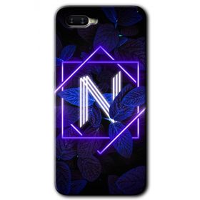 Oppo RX 17 Neo Dark Neon Yaprak N Harfi Baskılı Uyumlu Silikon Kılıf