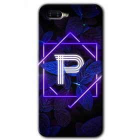 Oppo RX 17 Neo Dark Neon Yaprak P Harfi Baskılı Uyumlu Silikon Kılıf