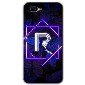 Oppo RX 17 Neo Dark Neon Yaprak R Harfi Baskılı Uyumlu Silikon Kılıf