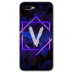 Oppo RX 17 Neo Dark Neon Yaprak V Harfi Baskılı Uyumlu Silikon Kılıf
