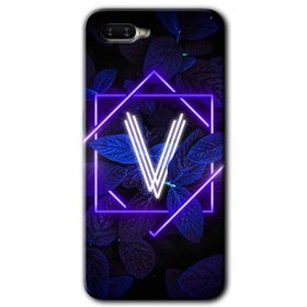 Oppo RX 17 Neo Dark Neon Yaprak V Harfi Baskılı Uyumlu Silikon Kılıf