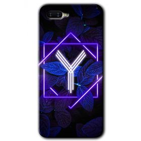 Oppo RX 17 Neo Dark Neon Yaprak Y Harfi Baskılı Uyumlu Silikon Kılıf
