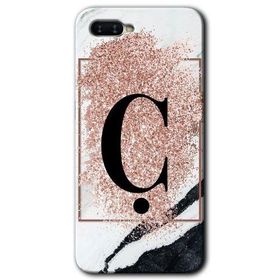 Oppo RX 17 Neo Pembe Mermer Desenli Ç Harfi Baskılı Uyumlu Silikon Kılıf
