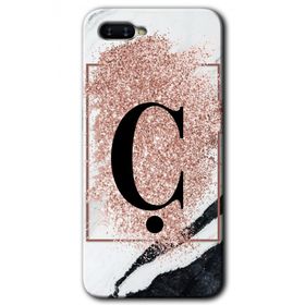 Oppo RX 17 Neo Pembe Mermer Desenli Ç Harfi Baskılı Uyumlu Silikon Kılıf