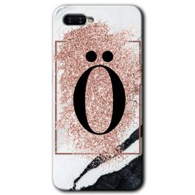 Oppo RX 17 Neo Pembe Mermer Desenli Ö Harfi Baskılı Uyumlu Silikon Kılıf