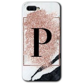 Oppo RX 17 Neo Pembe Mermer Desenli P Harfi Baskılı Uyumlu Silikon Kılıf
