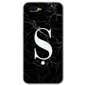 Oppo RX 17 Neo Siyah Mermer Desenli Ş Harfi Baskılı Uyumlu Silikon Kılıf