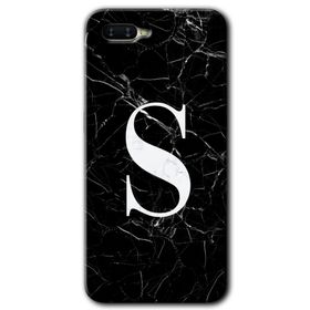 Oppo RX 17 Neo Siyah Mermer Desenli Ş Harfi Baskılı Uyumlu Silikon Kılıf