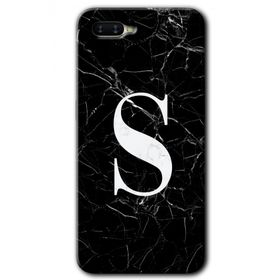 Oppo RX 17 Neo Siyah Mermer Desenli Ş Harfi Baskılı Uyumlu Silikon Kılıf