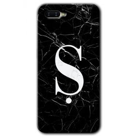 Oppo RX 17 Neo Siyah Mermer Desenli Ş Harfi Baskılı Uyumlu Silikon Kılıf