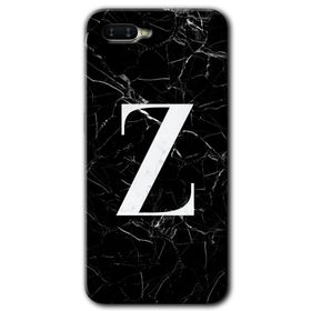 Oppo RX 17 Neo Siyah Mermer Desenli Z Harfi Baskılı Uyumlu Silikon Kılıf