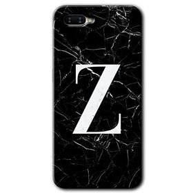 Oppo RX 17 Neo Siyah Mermer Desenli Z Harfi Baskılı Uyumlu Silikon Kılıf
