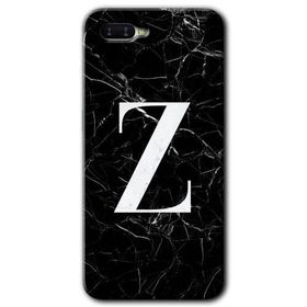 Oppo RX 17 Neo Siyah Mermer Desenli Z Harfi Baskılı Uyumlu Silikon Kılıf