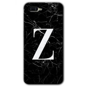 Oppo RX 17 Neo Siyah Mermer Desenli Z Harfi Baskılı Uyumlu Silikon Kılıf