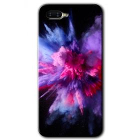 Oppo RX17 Neo Color Splash Purple Baskılı Uyumlu Silikon Kılıf