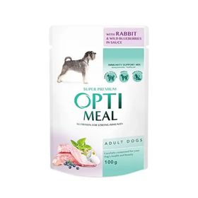 Optimeal 100 gr Soslu Tavşan ve Yaban Mersini Küçük Irk Konserve Yetişkin Köpek Maması