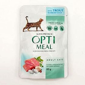 Optimeal 12x85 gr Alabalıklı Krema Soslu Yetişkin Yaş Kedi Maması