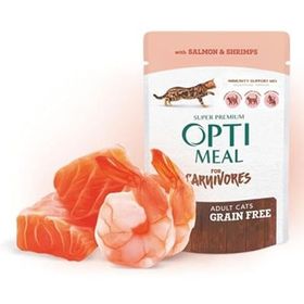 Optimeal 12x85 gr Süper Premium Somonlu Karidesli Soslu Tahılsız Yaş Kedi Maması