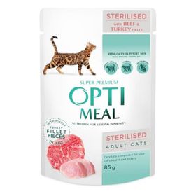 Optimeal 85 gr Dana Hindi Soslu Tahılsız Yaş Kısır Kedi Maması