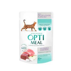 Optimeal Hairball Ördekli Ciğerli ve Elma 85 gr Konserve Yetişkin Kedi Maması