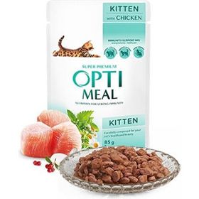 Optimeal Parça Etli Soslu Tavuklu 85 gr Konserve Yavru Kedi Maması