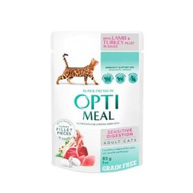 Optimeal Sensitive Digestion Kuzu Etli ve Hindili 85 gr Konserve Yetişkin Kedi Maması