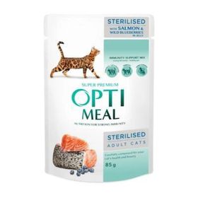 Optimeal Sos İçinde Somonlu ve Yaban Mersinli 85 gr Yetişkin Köpek Konservesi