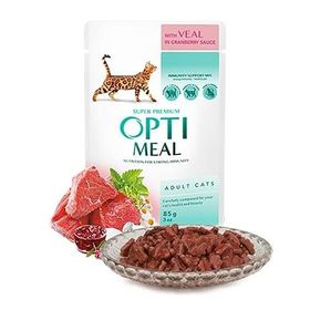 Optimeal Süper Premium 85 gr Dana Etli Kızılcık Soslu Yaş Kedi Maması