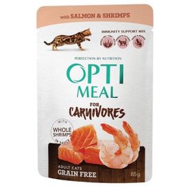 Optimeal Süper Premium 85 gr Somonlu-Karidesli Sos İçerisinde Tahılsız Pouch Kedi Maması